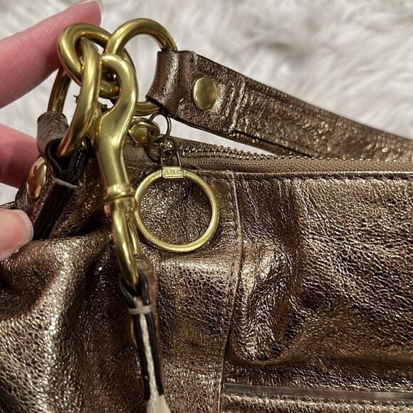 Coach Poppy Jazzy Metallic Gold 2 Way Crossbody And Shoulder Bag - Picture 14 of 16